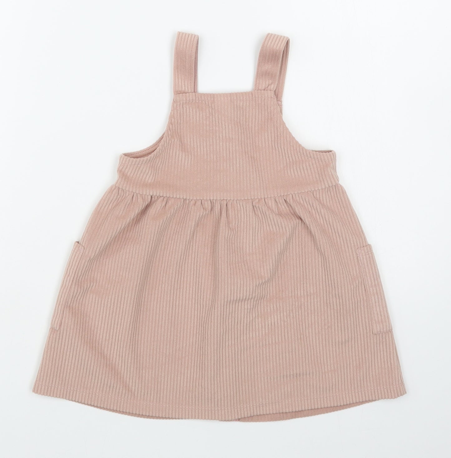 TU Girls Pink  100% Polyester Pinafore/Dungaree Dress  Size 18-24 Months  Square Neck Button