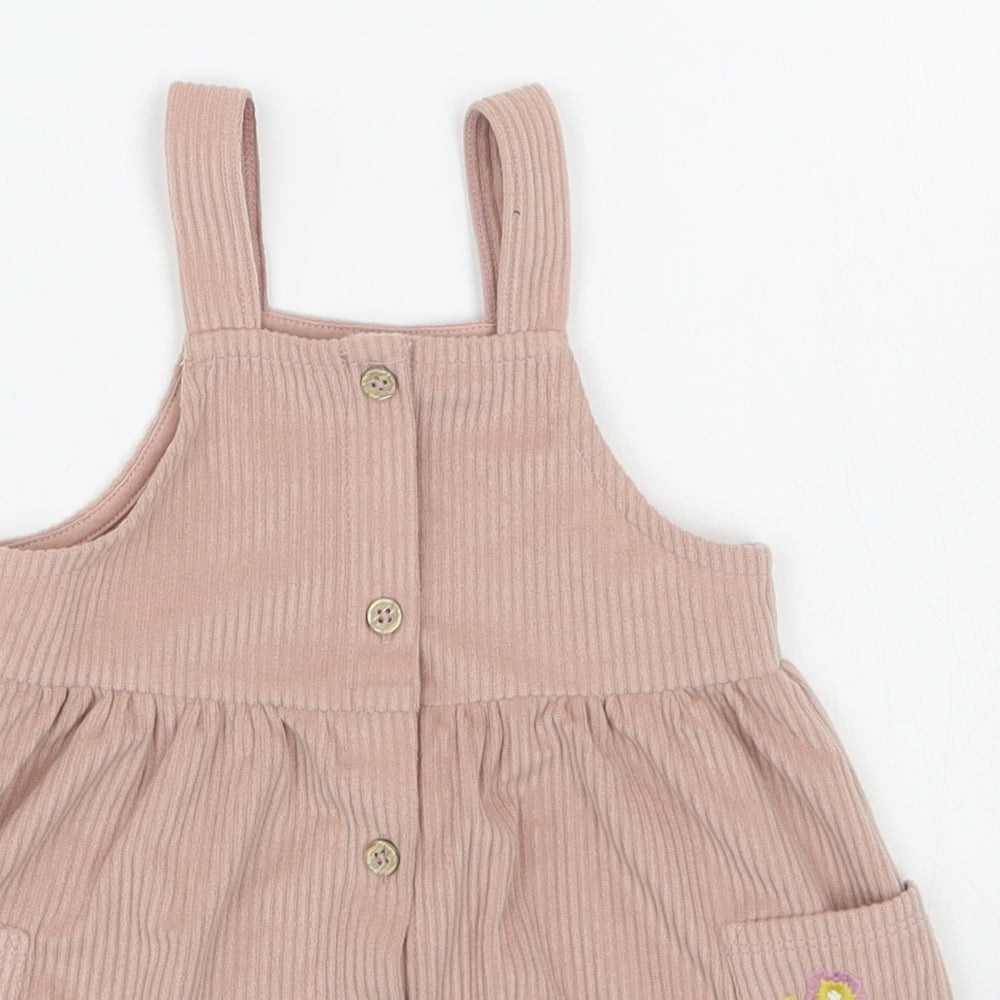 TU Girls Pink  100% Polyester Pinafore/Dungaree Dress  Size 18-24 Months  Square Neck Button