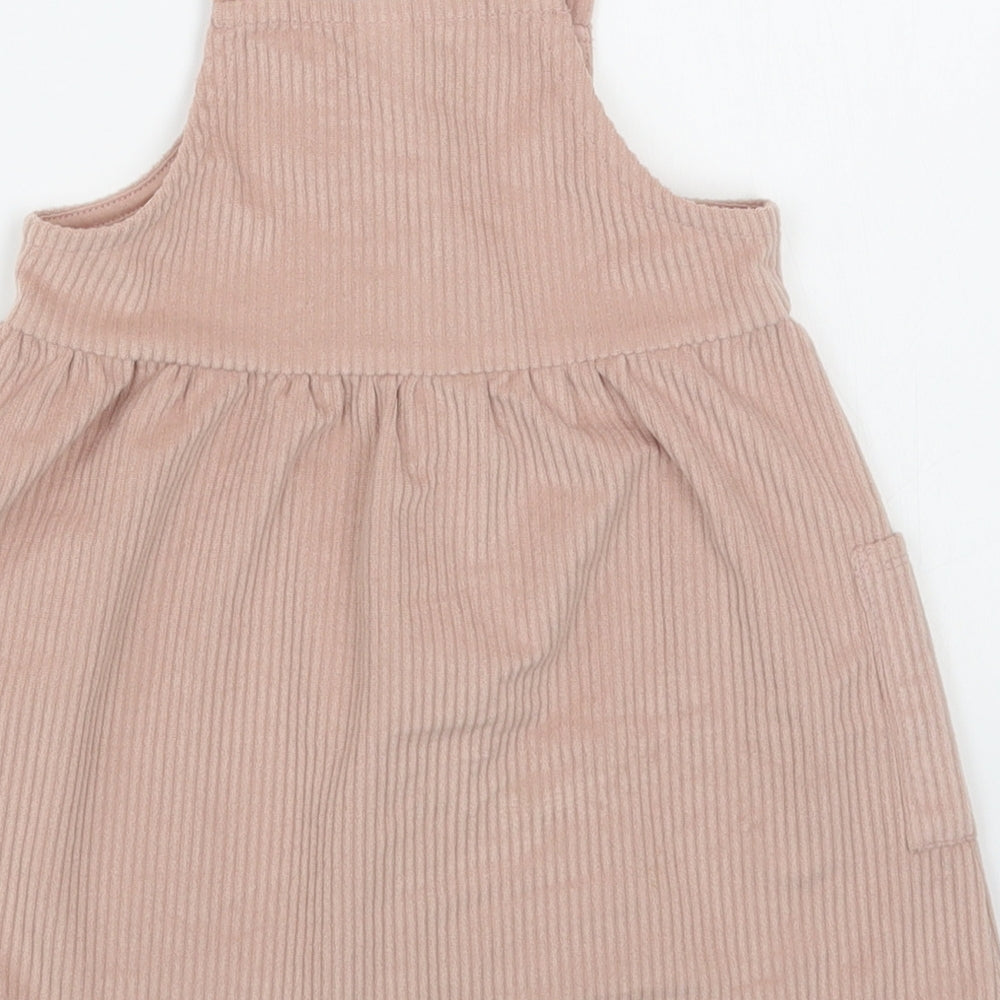 TU Girls Pink  100% Polyester Pinafore/Dungaree Dress  Size 18-24 Months  Square Neck Button
