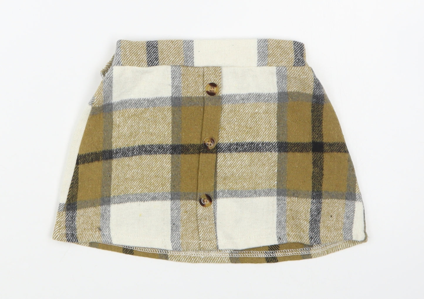 SheIn Girls Multicoloured Plaid Polyester A-Line Skirt Size 18-24 Months  Button