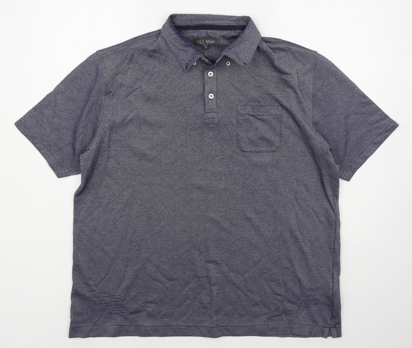 Marks and Spencer Mens Blue  Cotton  Polo Size XL Collared Pullover