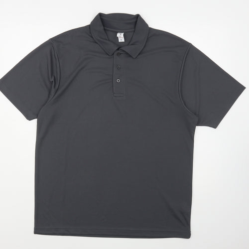 Just Cool Mens Grey  Polyester  Polo Size M Collared Button