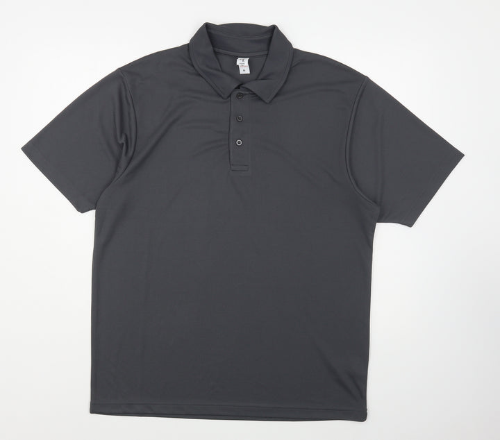 Just Cool Mens Grey Polyester Polo Size M Collared Button