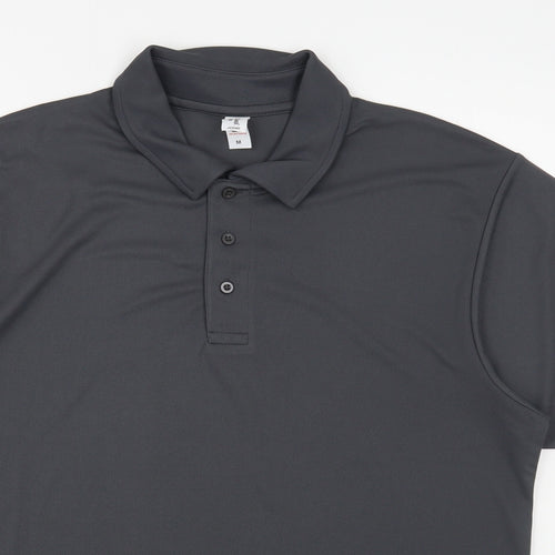 Just Cool Mens Grey  Polyester  Polo Size M Collared Button