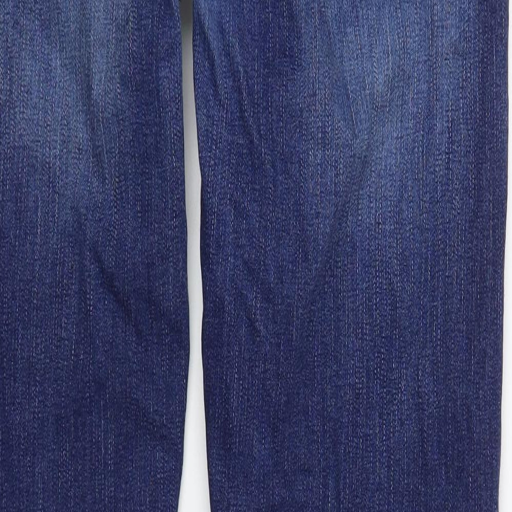 River Island Mens Blue  Cotton Straight Jeans Size 34 in L32 in Regular Zip