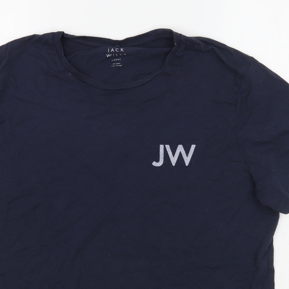 Jack Wills Mens Blue  Cotton  T-Shirt Size L Round Neck
