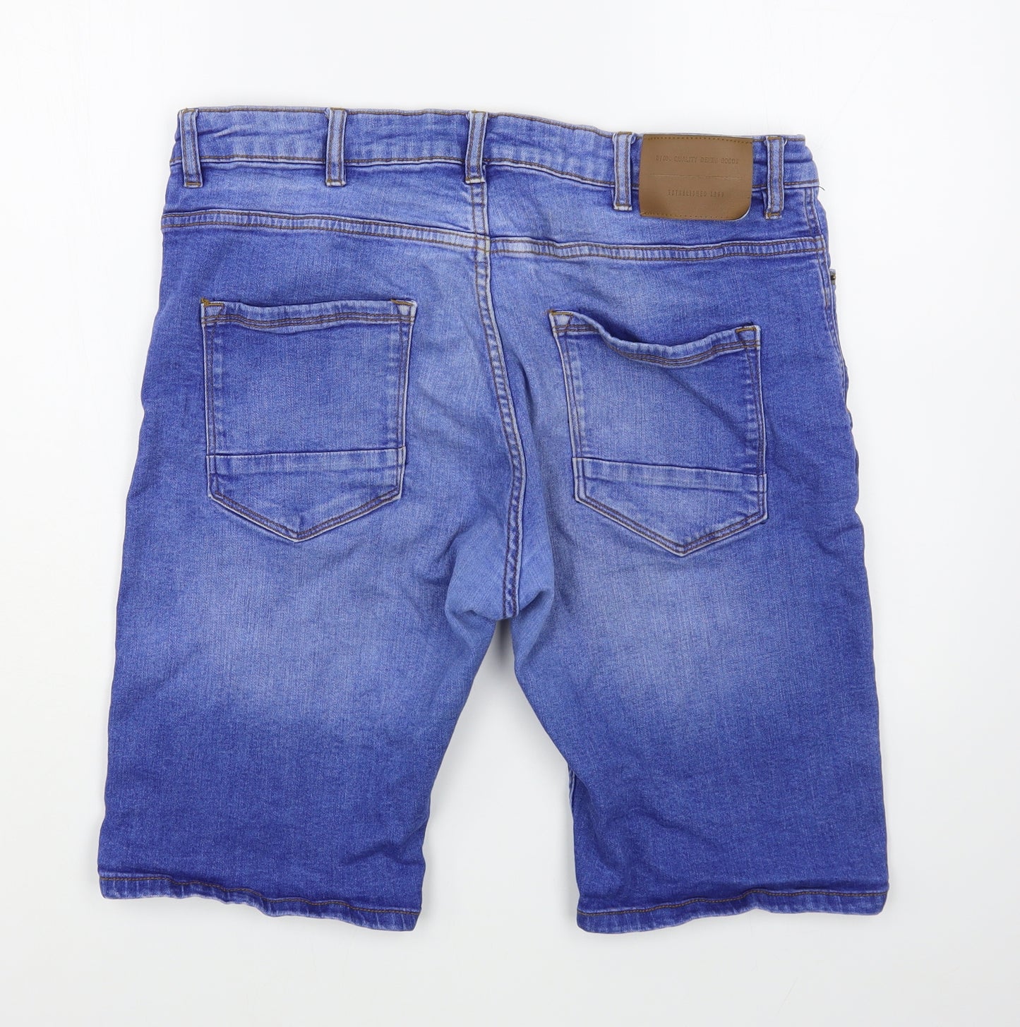 Denim & Co. Mens Blue  Cotton Bermuda Shorts Size 38 in L10 in Regular Zip