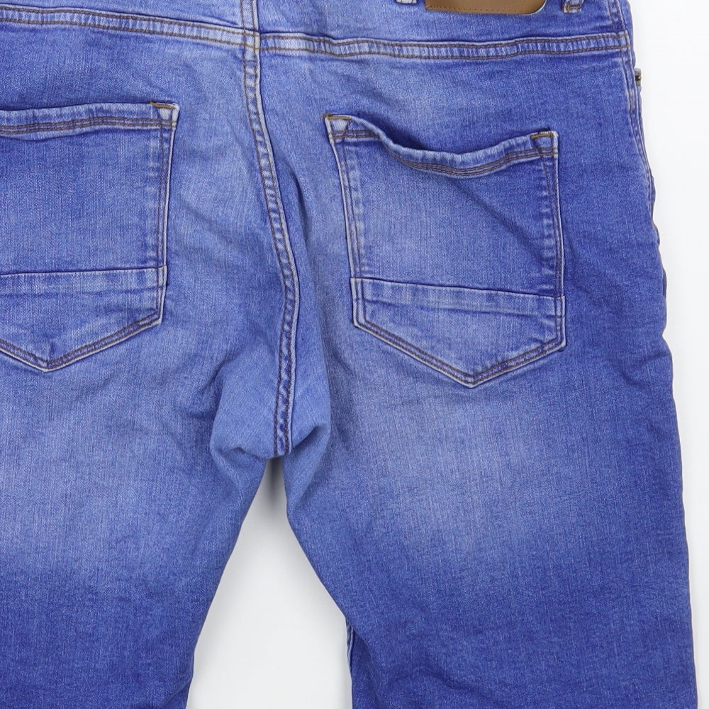 Denim & Co. Mens Blue  Cotton Bermuda Shorts Size 38 in L10 in Regular Zip