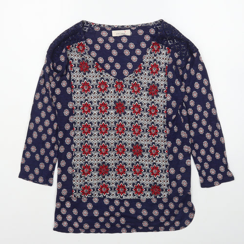 Marks and Spencer Womens Multicoloured Geometric Viscose Basic Blouse Size 10 Scoop Neck