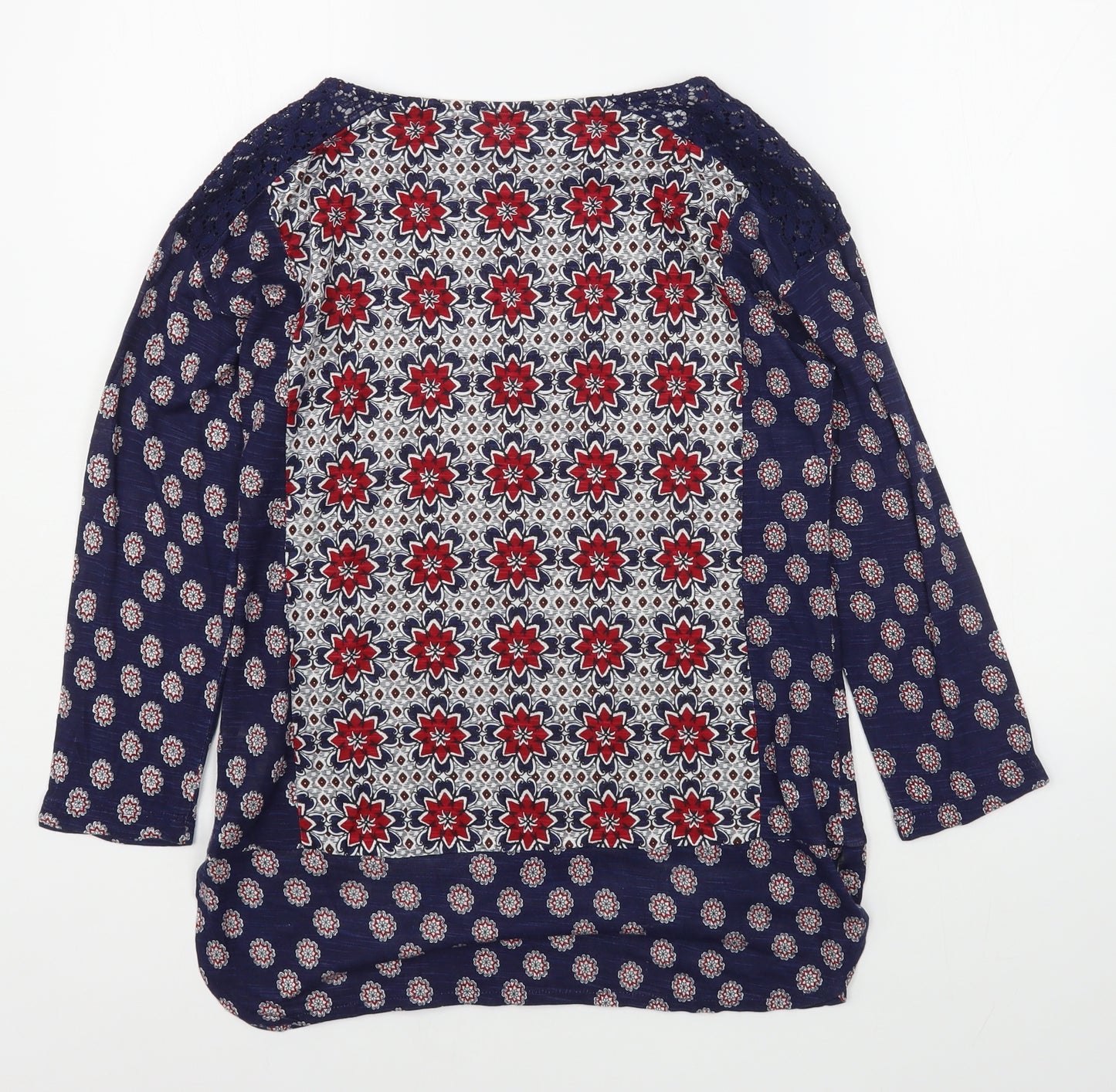 Marks and Spencer Womens Multicoloured Geometric Viscose Basic Blouse Size 10 Scoop Neck