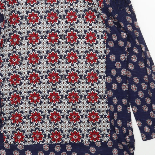 Marks and Spencer Womens Multicoloured Geometric Viscose Basic Blouse Size 10 Scoop Neck