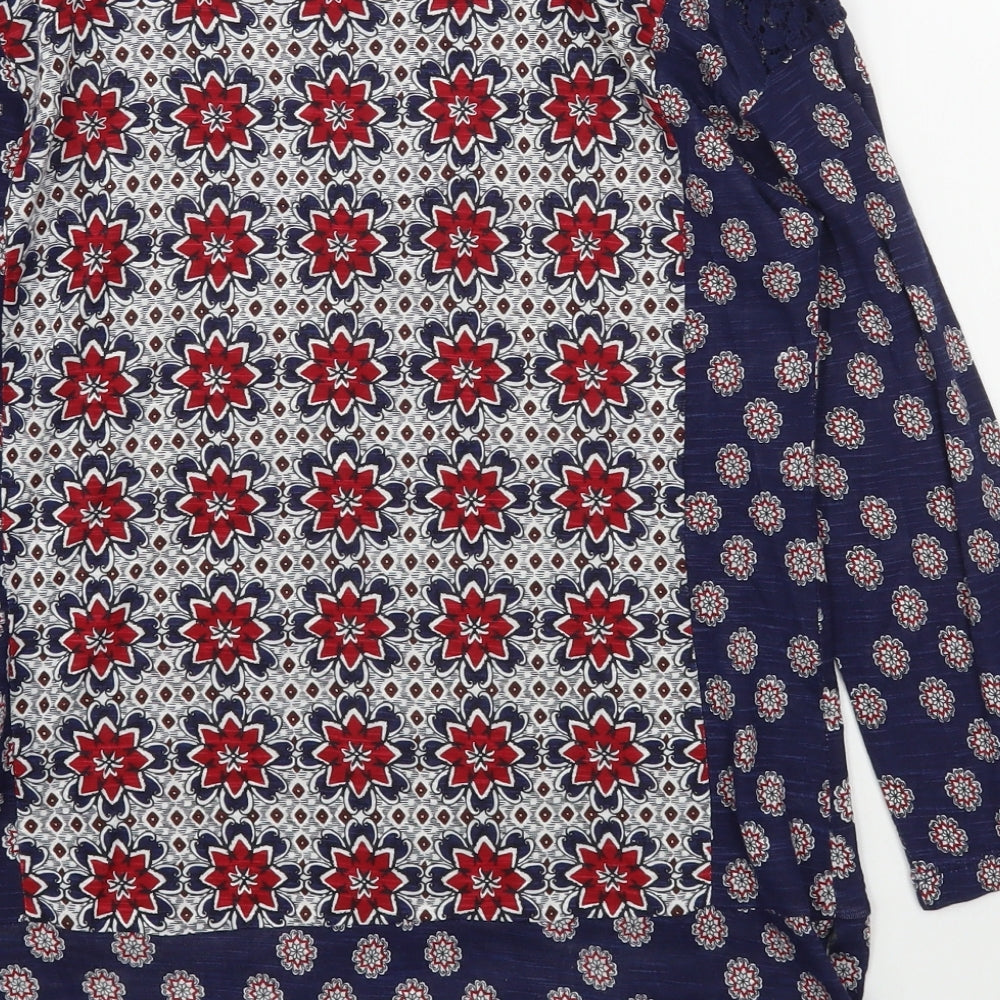 Marks and Spencer Womens Multicoloured Geometric Viscose Basic Blouse Size 10 Scoop Neck