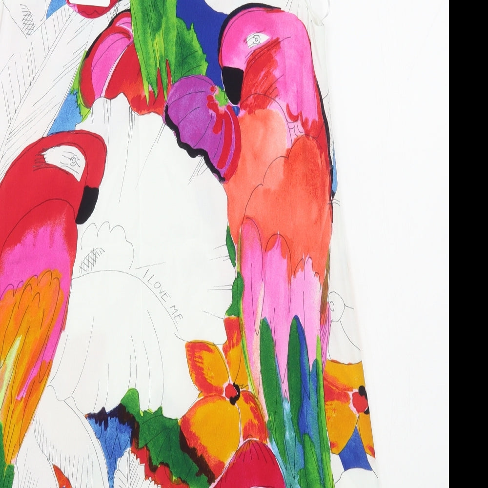 Desigual Womens Multicoloured Floral Viscose Trapeze & Swing  Size M  V-Neck Pullover