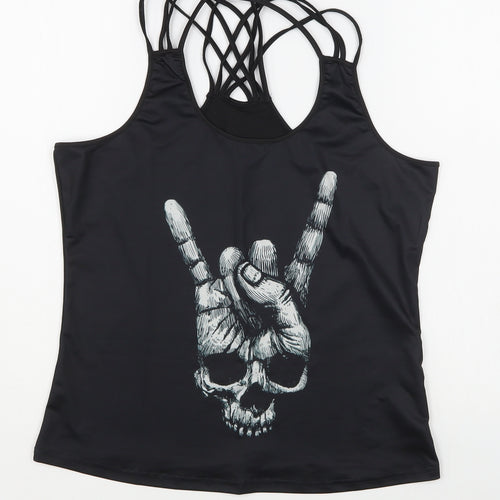 Preworn Womens Black  Polyester Camisole Tank Size XL Scoop Neck