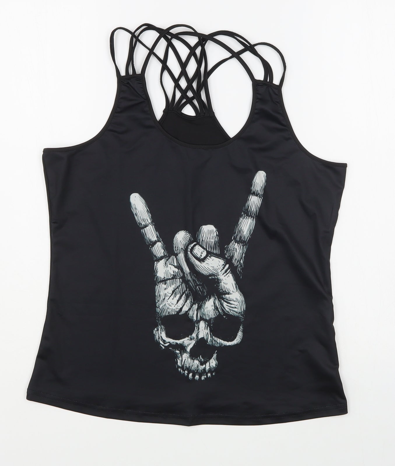 Preworn Womens Black  Polyester Camisole Tank Size XL Scoop Neck