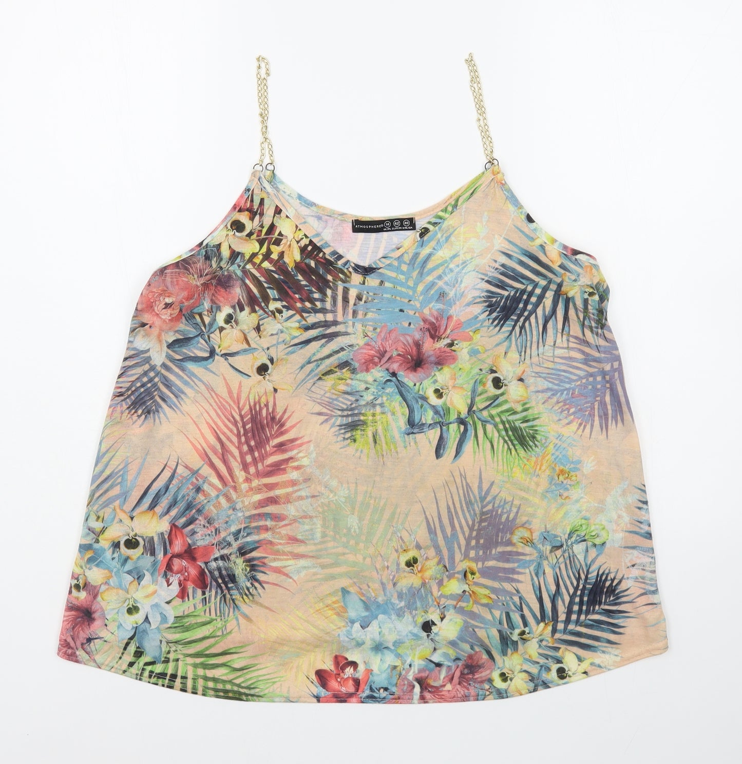Primark Womens Multicoloured Floral Polyester Camisole Tank Size 14 Scoop Neck