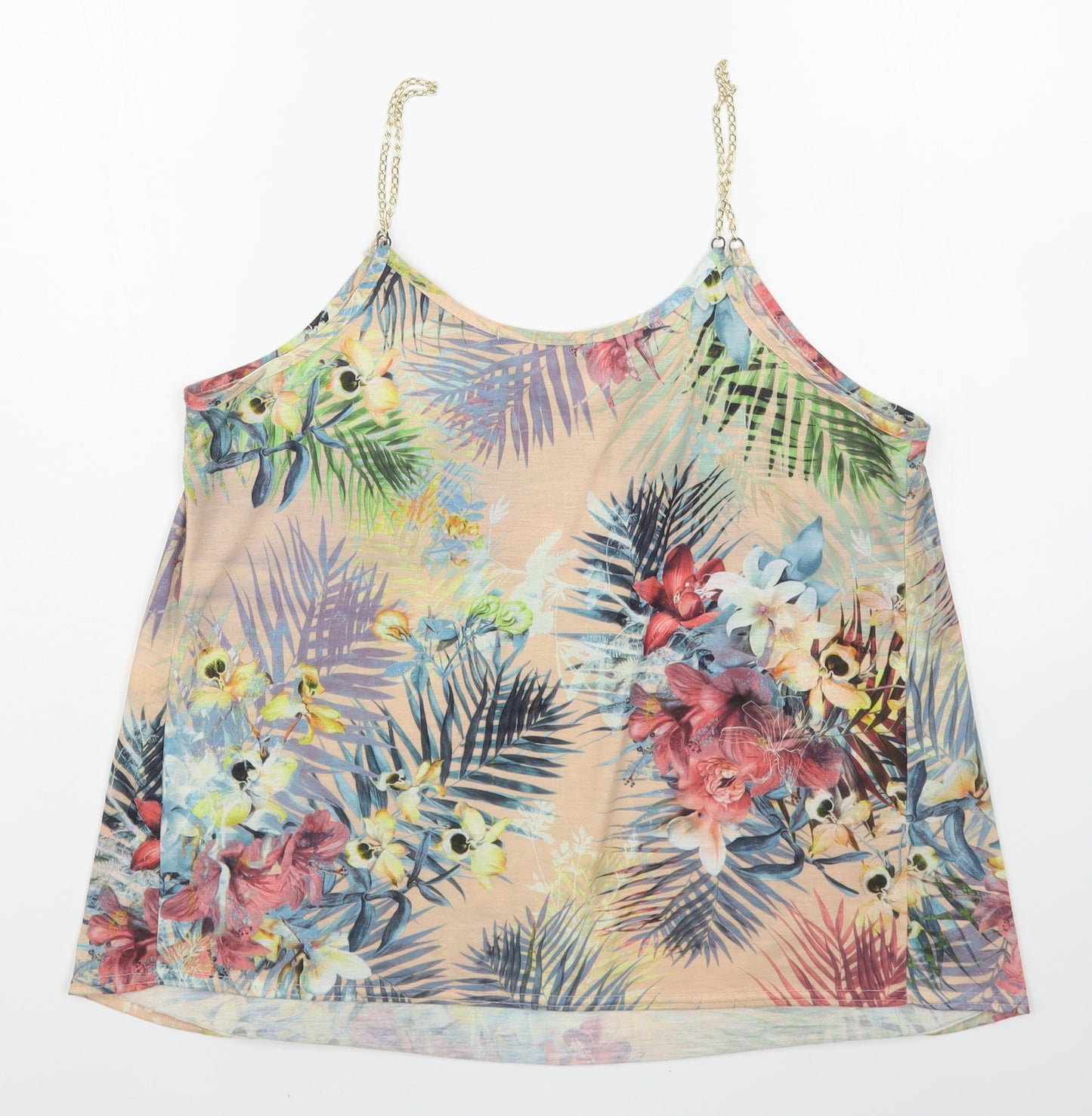 Primark Womens Multicoloured Floral Polyester Camisole Tank Size 14 Scoop Neck