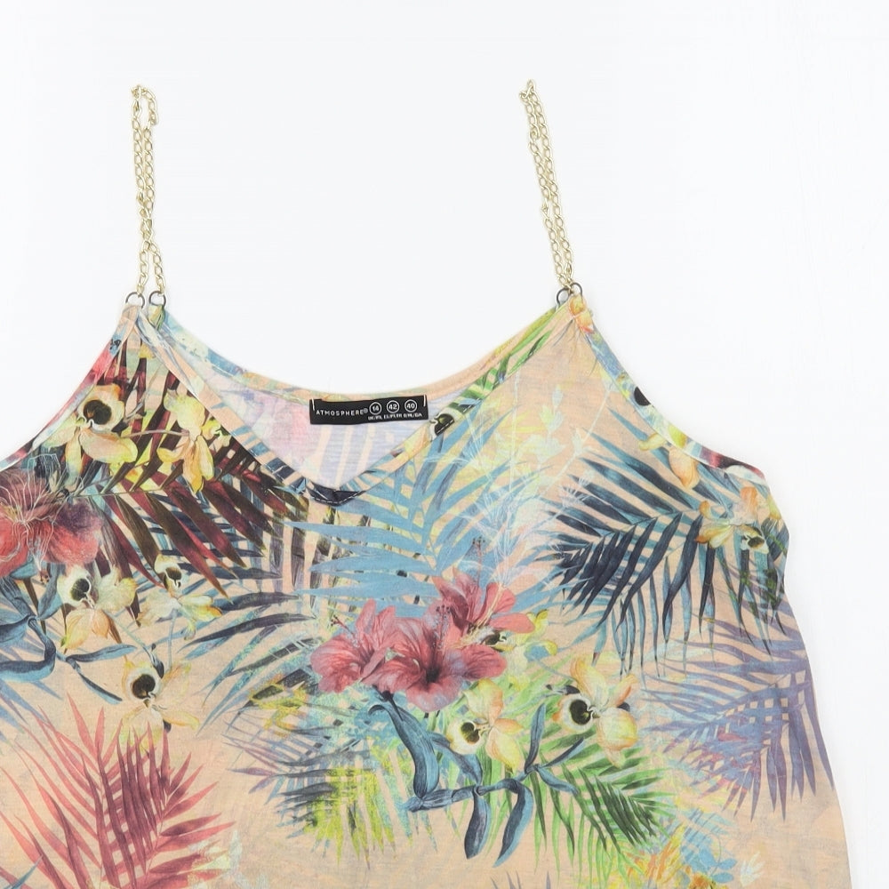 Primark Womens Multicoloured Floral Polyester Camisole Tank Size 14 Scoop Neck