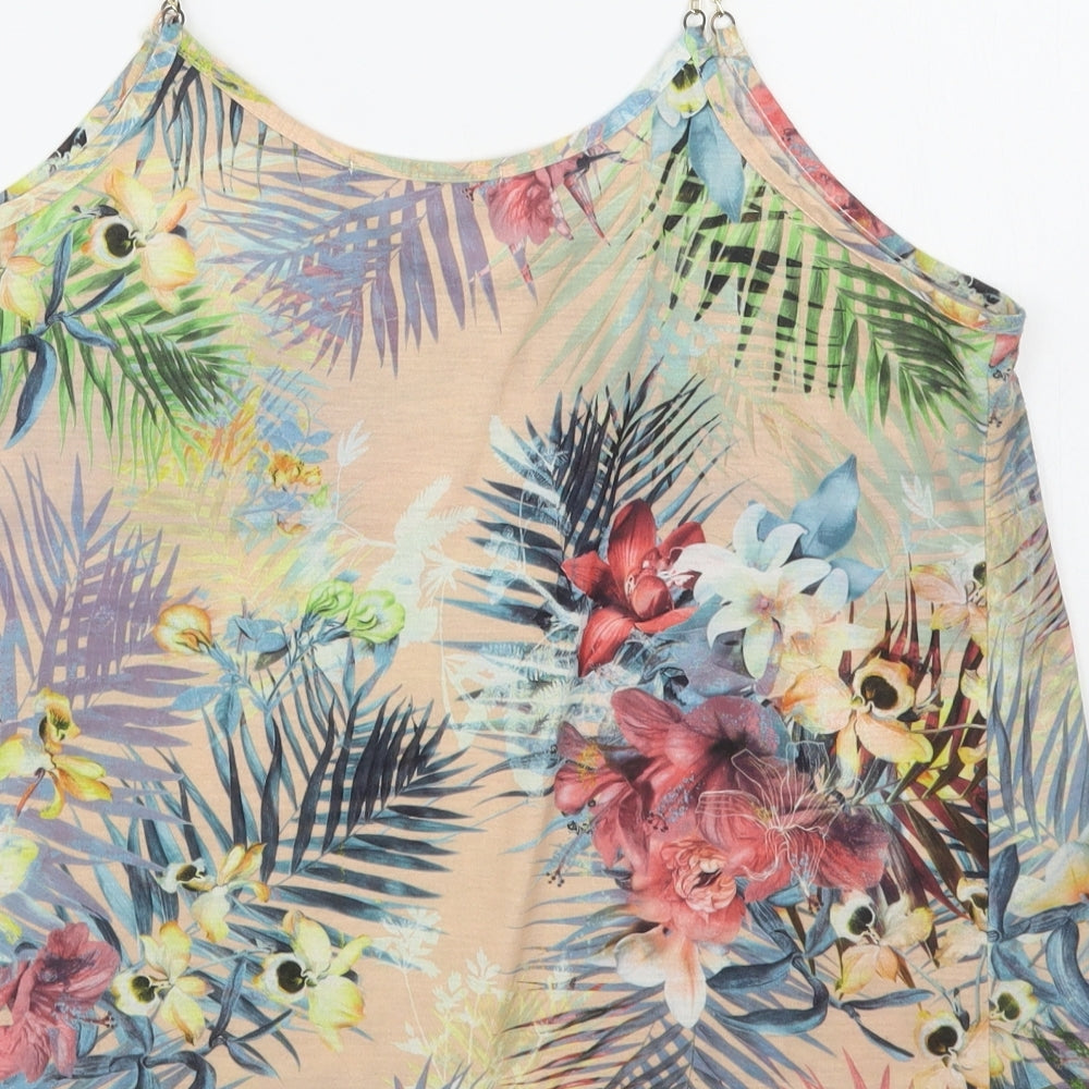 Primark Womens Multicoloured Floral Polyester Camisole Tank Size 14 Scoop Neck