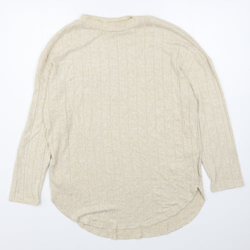 Primark Womens Beige Round Neck  Viscose Pullover Jumper Size S