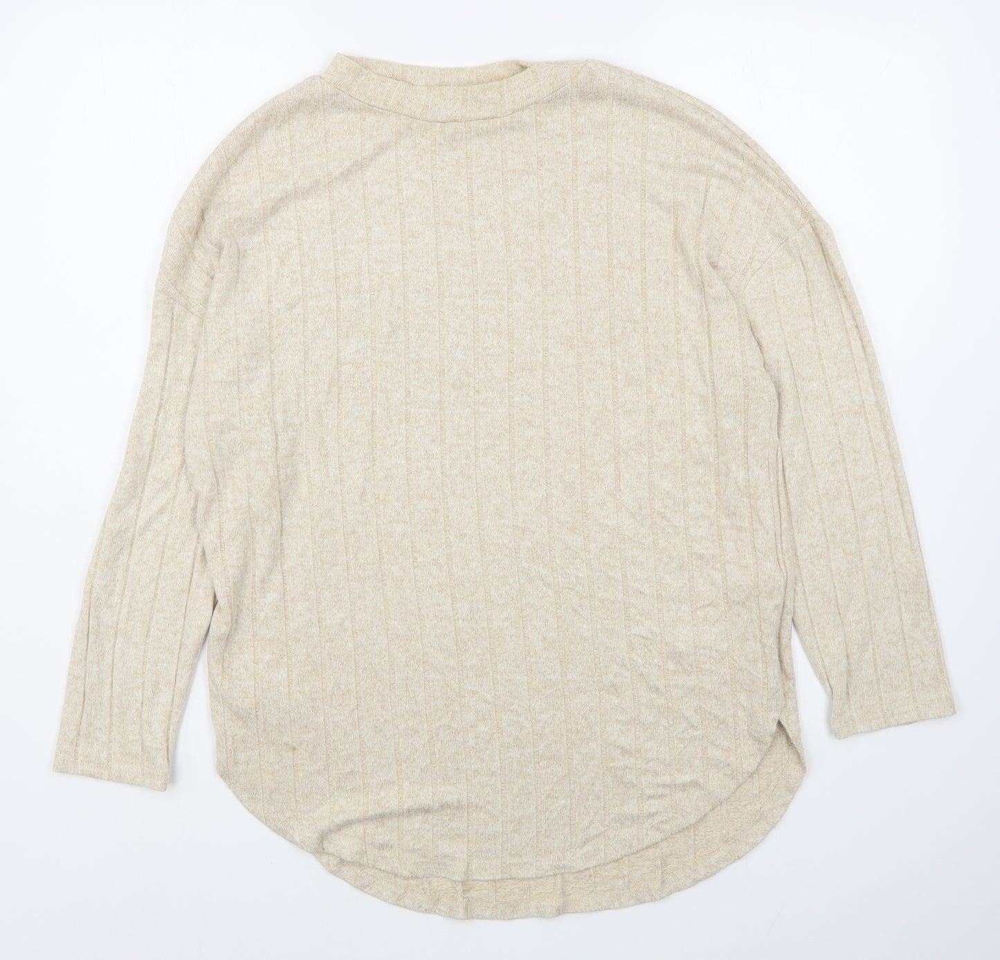 Primark Womens Beige Round Neck  Viscose Pullover Jumper Size S