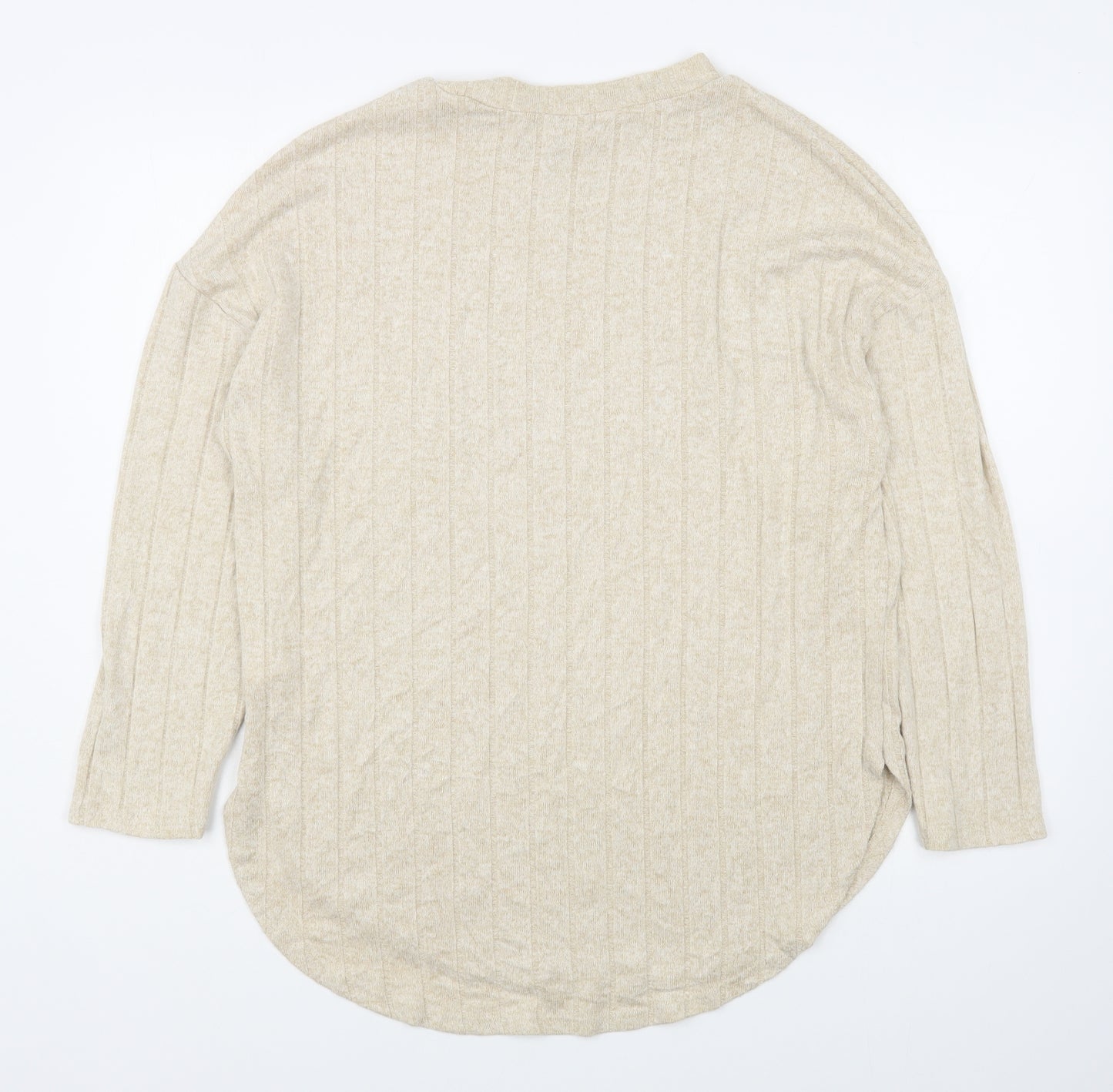 Primark Womens Beige Round Neck  Viscose Pullover Jumper Size S