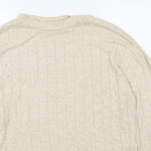 Primark Womens Beige Round Neck  Viscose Pullover Jumper Size S