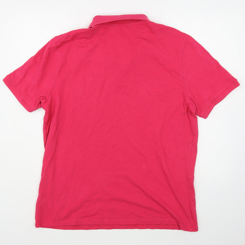F&F Mens Pink  Cotton  Polo Size L Collared Button