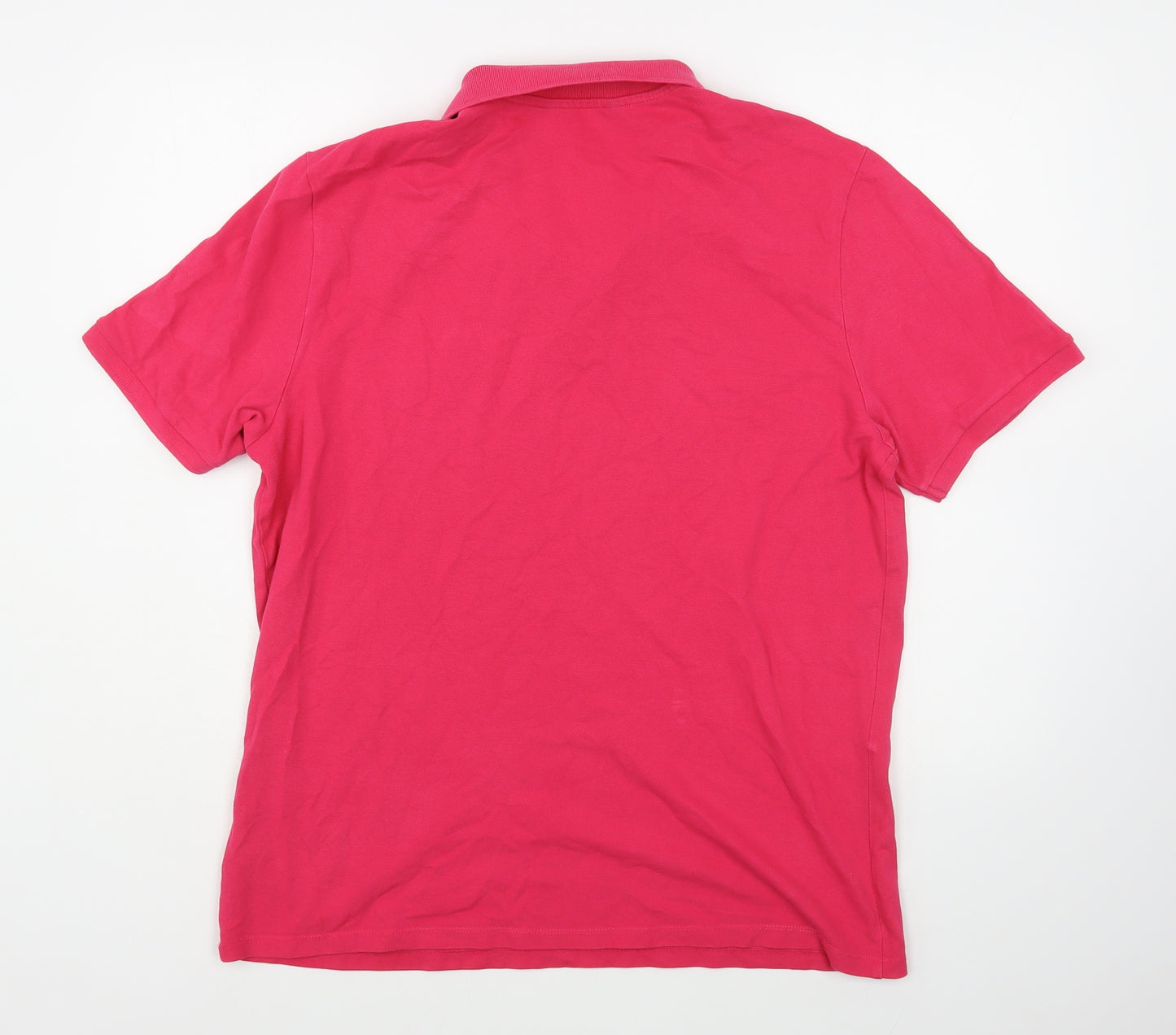 F&F Mens Pink  Cotton  Polo Size L Collared Button