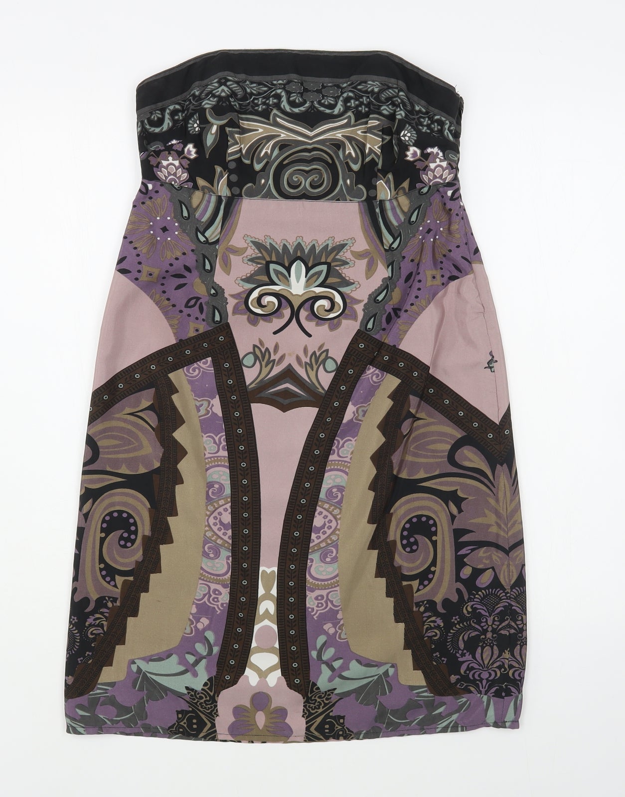 Vira Moda Womens Multicoloured Geometric Polyester Sheath  Size 8  Square Neck Zip