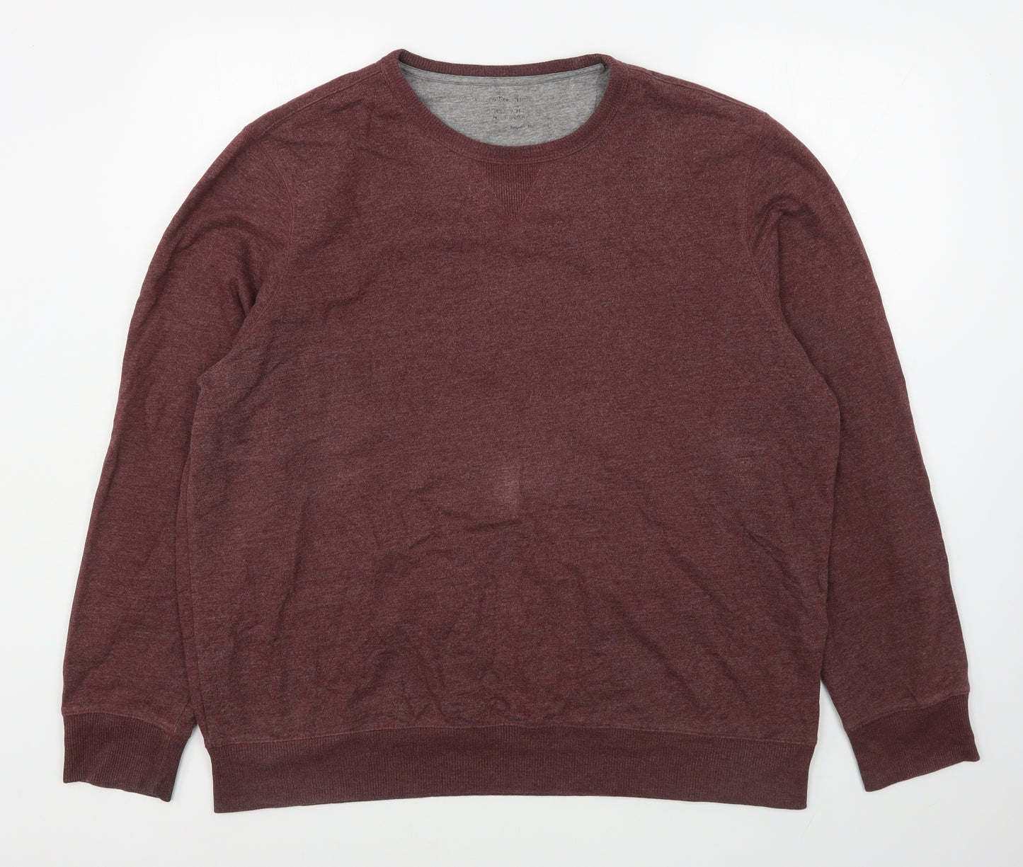 Marks and Spencer Mens Red Round Neck  Cotton Pullover Jumper Size XL