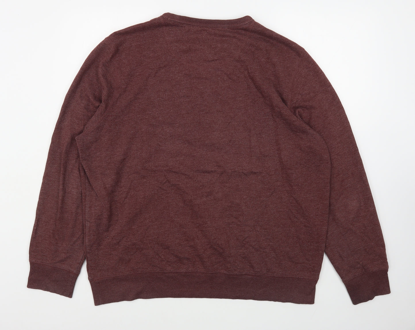 Marks and Spencer Mens Red Round Neck  Cotton Pullover Jumper Size XL