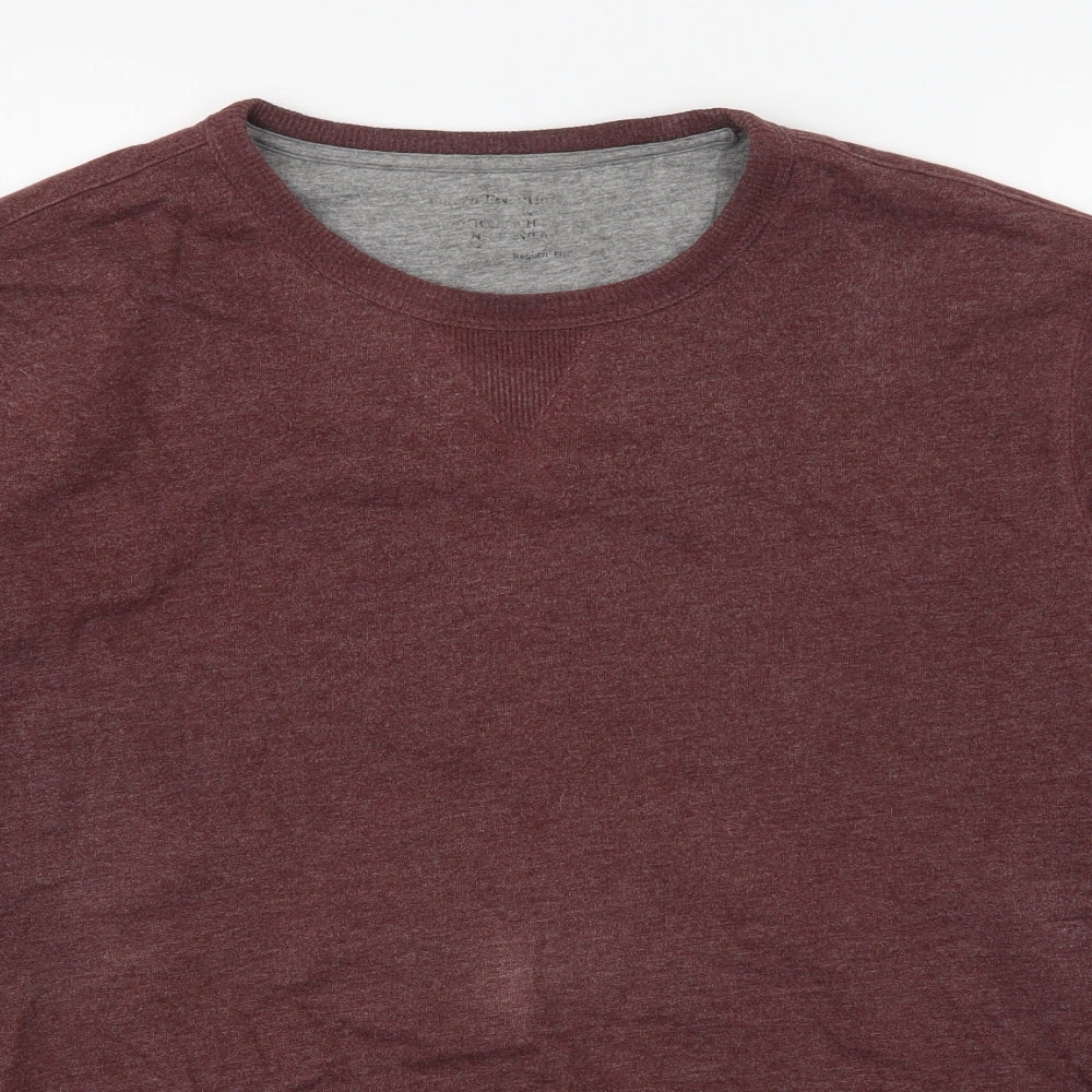 Marks and Spencer Mens Red Round Neck  Cotton Pullover Jumper Size XL