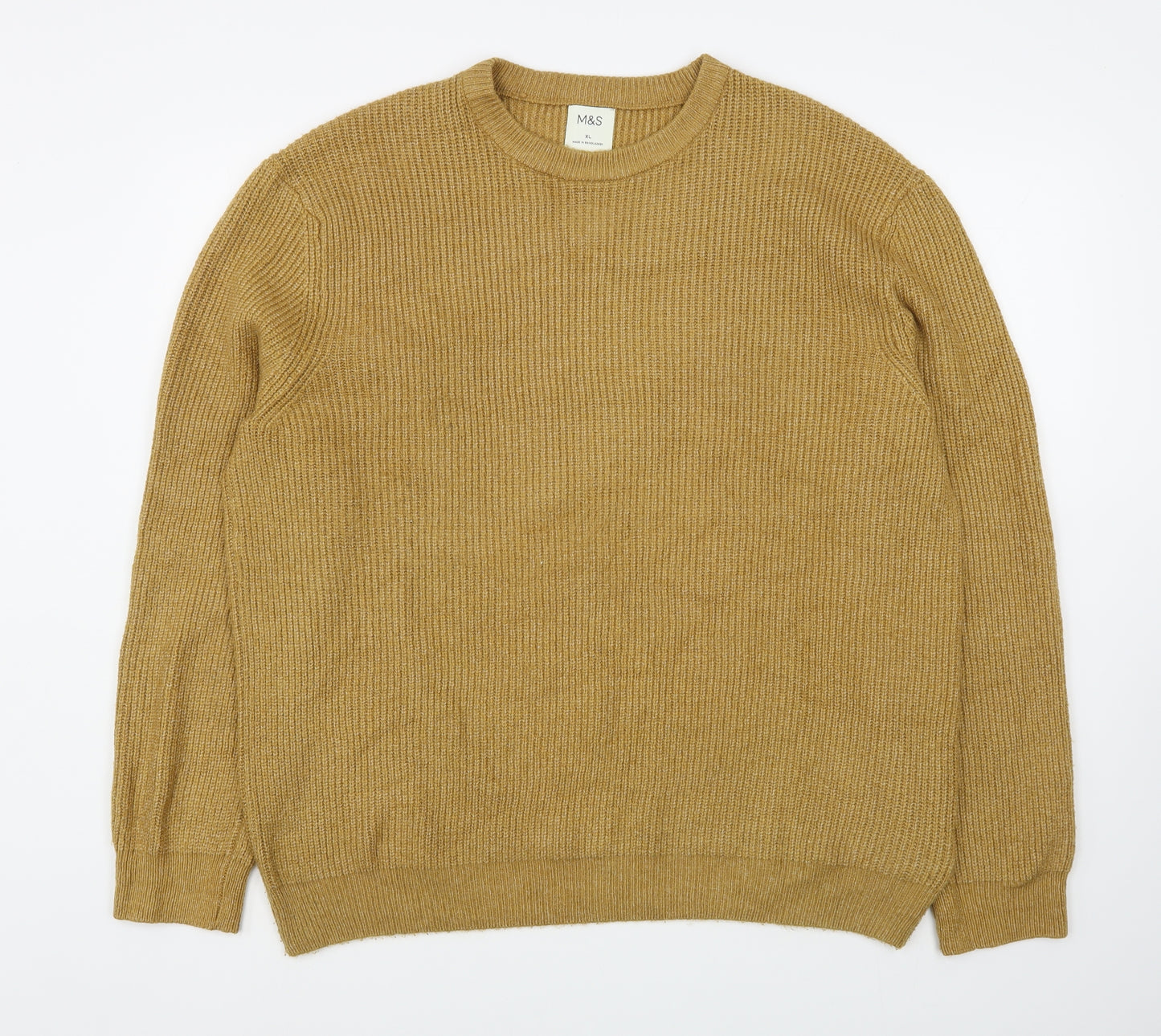 Marks and Spencer Mens Yellow Round Neck  Polyamide Pullover Jumper Size 2XL