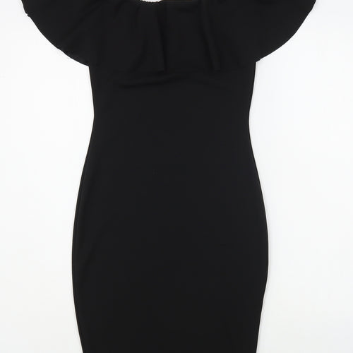 Preworn Womens Black  Polyester Bodycon  Size 8  Square Neck Pullover