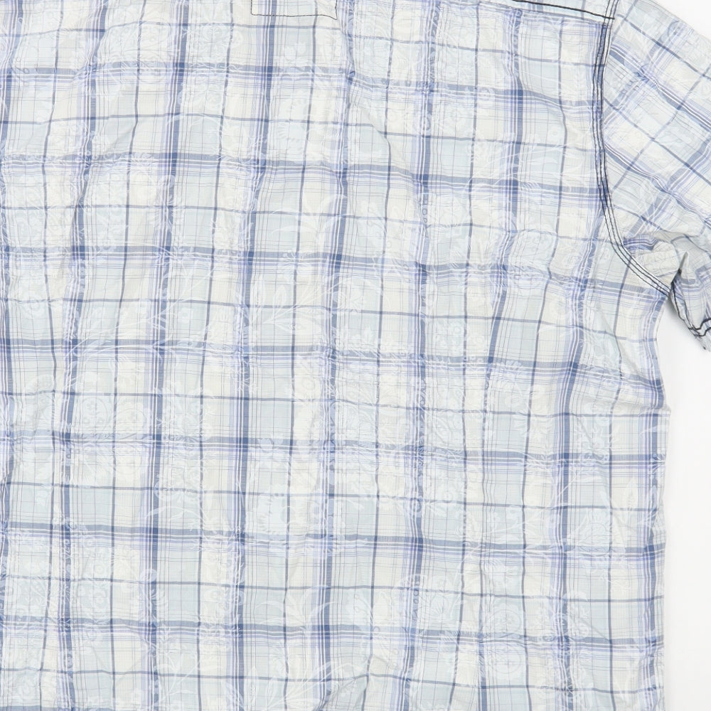 NEXT Mens Blue Plaid Cotton  Button-Up Size L Collared Button