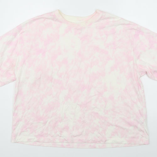 Primark Mens Pink  Cotton  T-Shirt Size L Round Neck  - Tie Dye