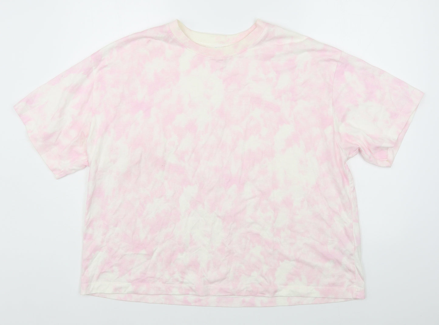 Primark Mens Pink  Cotton  T-Shirt Size L Round Neck  - Tie Dye