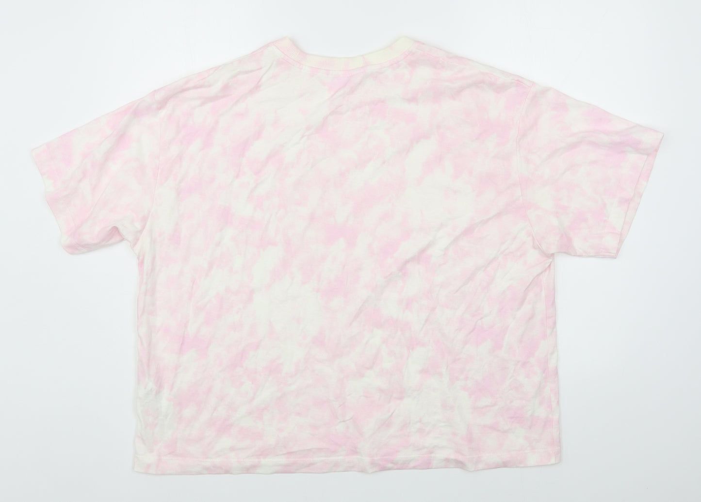 Primark Mens Pink  Cotton  T-Shirt Size L Round Neck  - Tie Dye