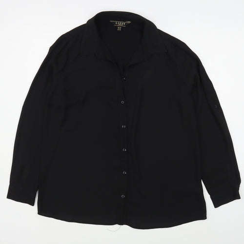 Lipsy Womens Black  Polyester Basic Button-Up Size 12 Collared