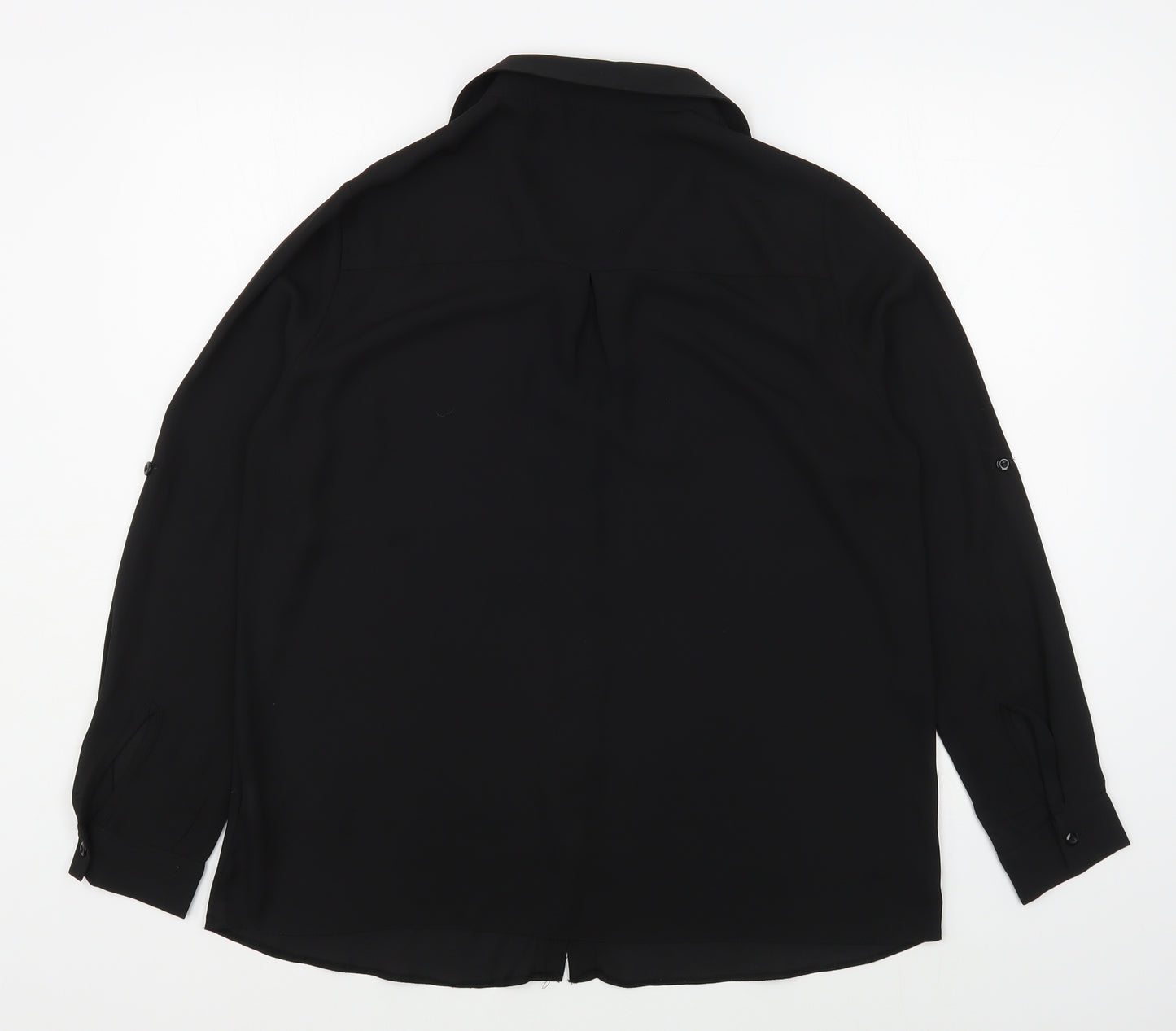 Lipsy Womens Black  Polyester Basic Button-Up Size 12 Collared