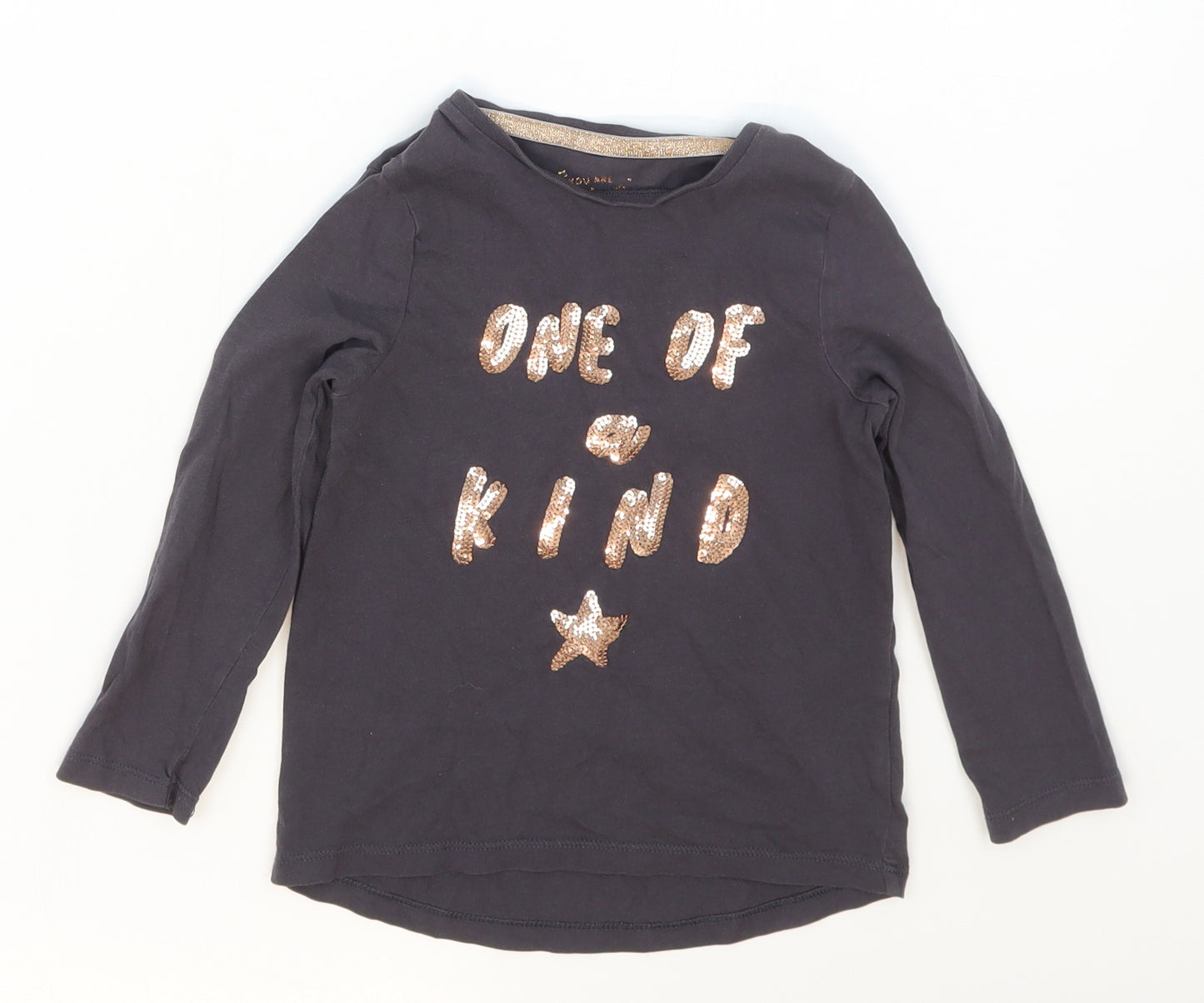 F&F Girls Grey  Cotton Basic T-Shirt Size 3-4 Years Crew Neck Pullover - One Of A Kind