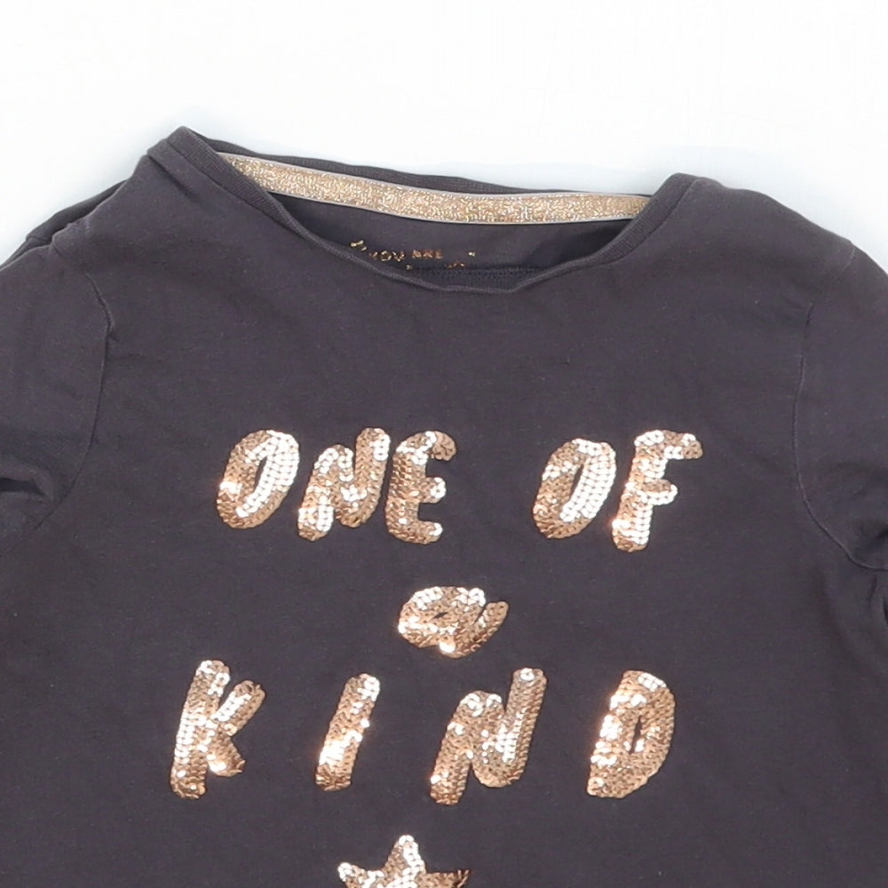 F&F Girls Grey  Cotton Basic T-Shirt Size 3-4 Years Crew Neck Pullover - One Of A Kind