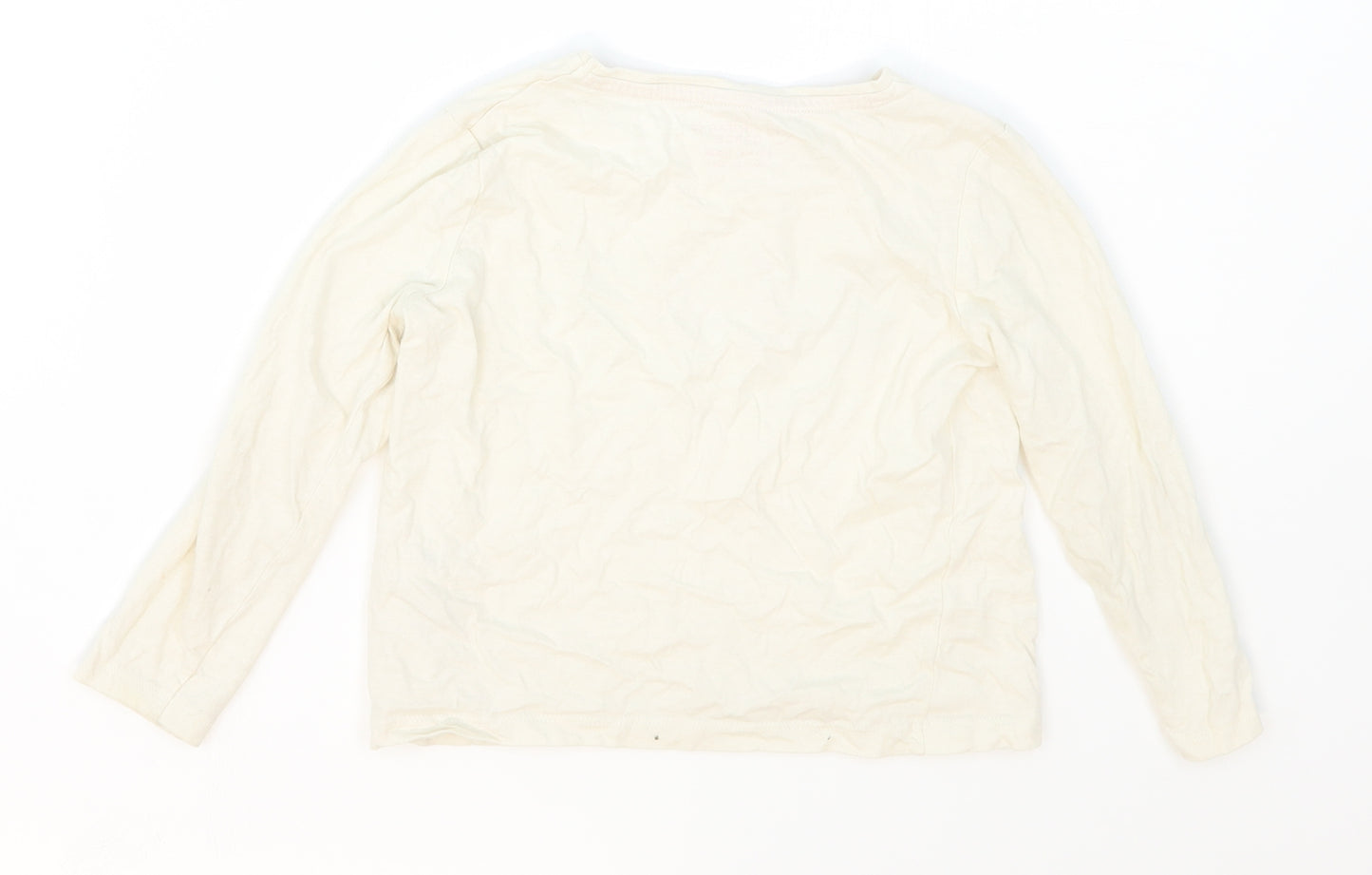 Primark Girls Beige  Cotton Basic T-Shirt Size 4-5 Years Crew Neck Pullover - Just Be Wonderful