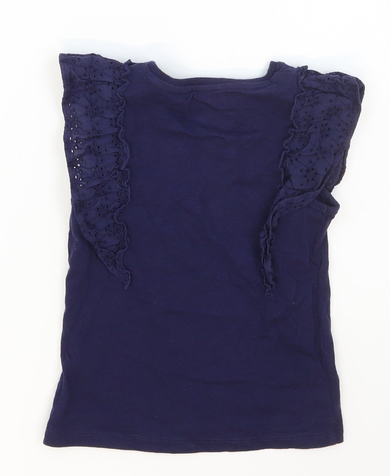 F&F Girls Blue  Cotton Basic T-Shirt Size 3-4 Years Crew Neck Pullover