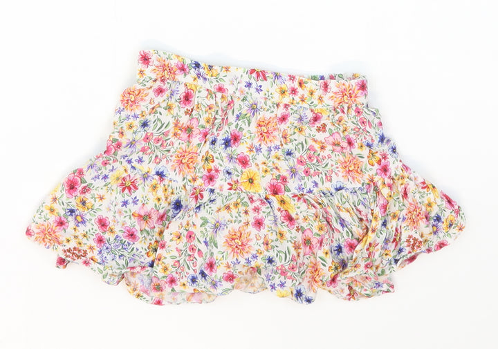 Matalan Girls Pink Floral Viscose Skater Skirt Size 4 Years  Regular
