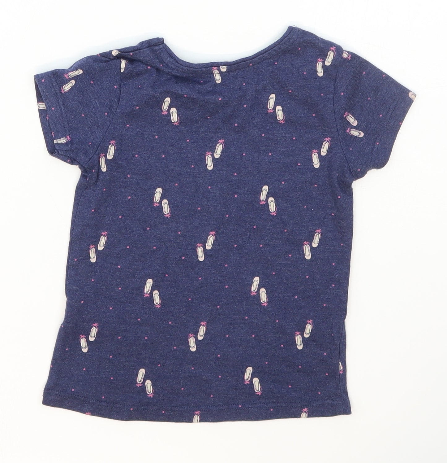 Primark Girls Blue  Cotton Basic T-Shirt Size 3-4 Years Crew Neck Pullover - Dancing Everyday