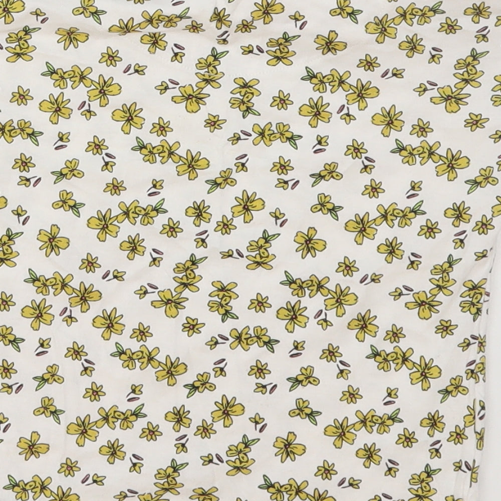 TU Girls White Floral Cotton Basic T-Shirt Size 4-5 Years Crew Neck Pullover - Yellow Flowers