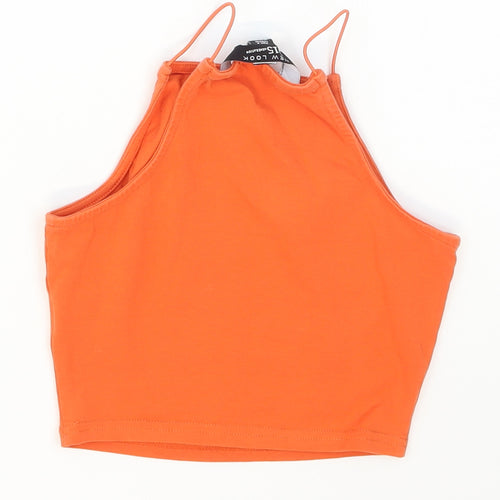 New Look Girls Orange  Cotton Cropped Tank Size 9 Years Halter Pullover