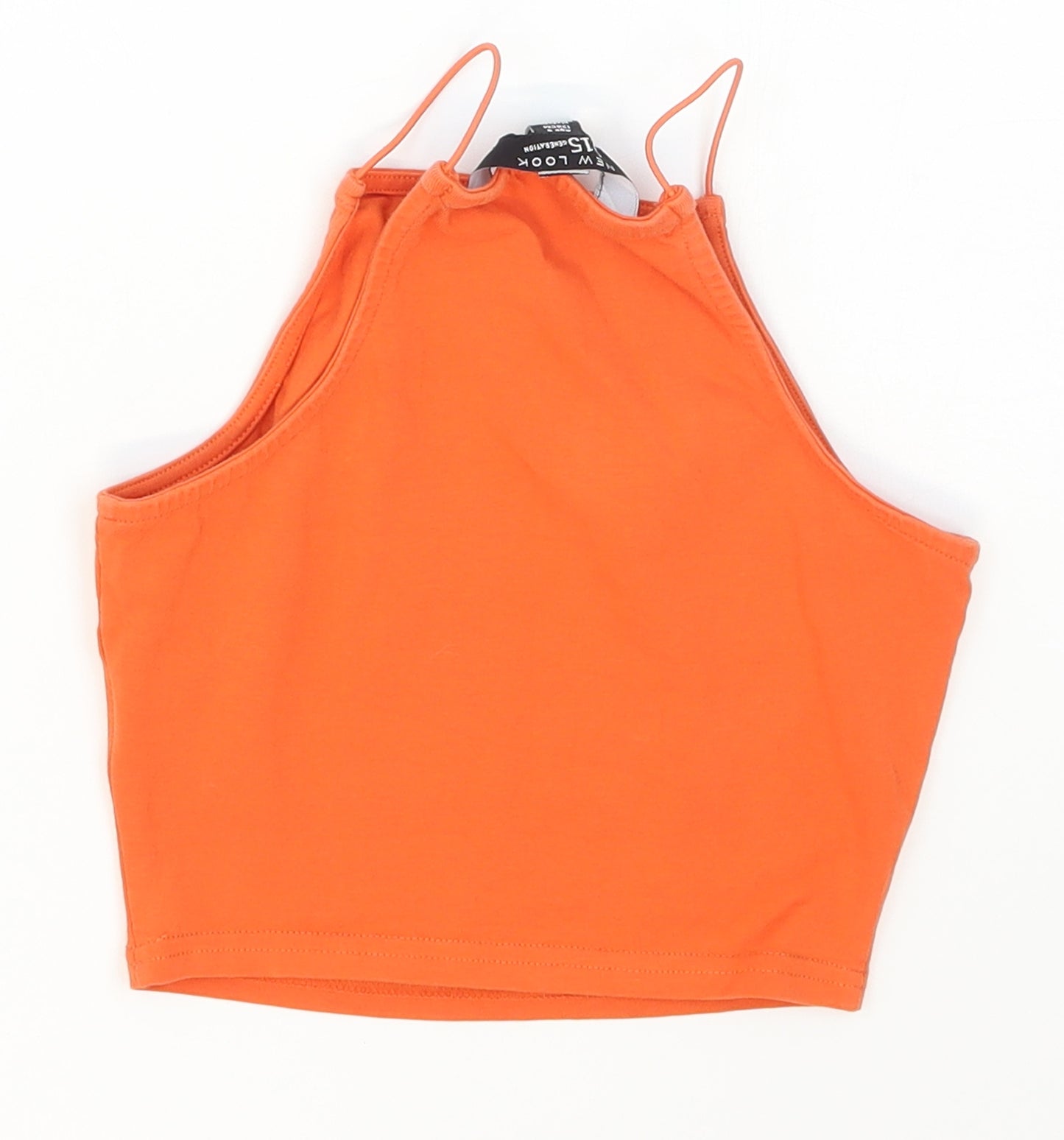 New Look Girls Orange  Cotton Cropped Tank Size 9 Years Halter Pullover